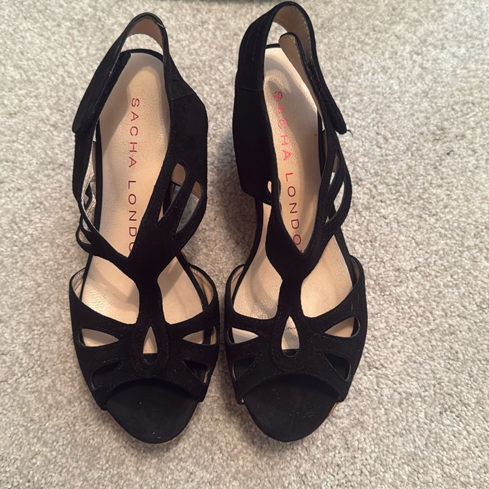 Sacha London Black Suede Wedge